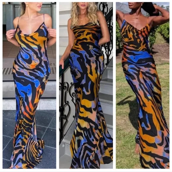 Rat Boa Dresses New Rat Boa Fabienne Maxi Dress Animal Print